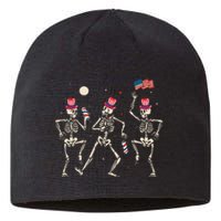 Dancing Skeleton 4th Of July American Flag Skellies Sustainable Beanie