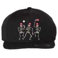 Dancing Skeleton 4th Of July American Flag Skellies Wool Snapback Cap