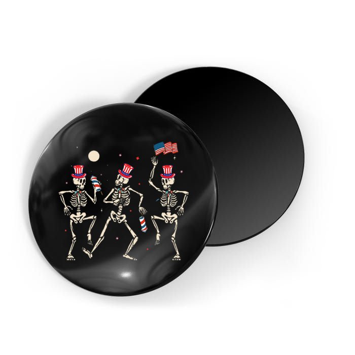 Dancing Skeleton 4th Of July American Flag Skellies Magnet