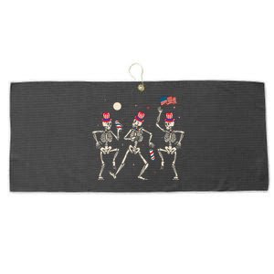 Dancing Skeleton 4th Of July American Flag Skellies Large Microfiber Waffle Golf Towel