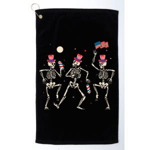 Dancing Skeleton 4th Of July American Flag Skellies Platinum Collection Golf Towel