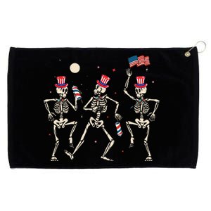 Dancing Skeleton 4th Of July American Flag Skellies Grommeted Golf Towel