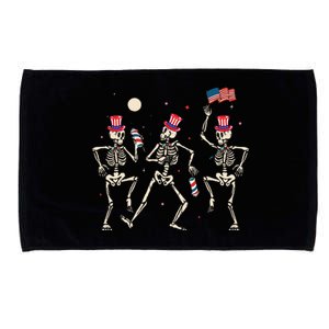 Dancing Skeleton 4th Of July American Flag Skellies Microfiber Hand Towel