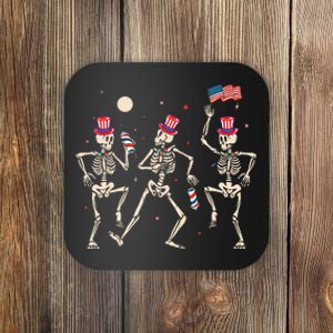 Dancing Skeleton 4th Of July American Flag Skellies Coaster