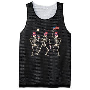 Dancing Skeleton 4th Of July American Flag Skellies Mesh Reversible Basketball Jersey Tank