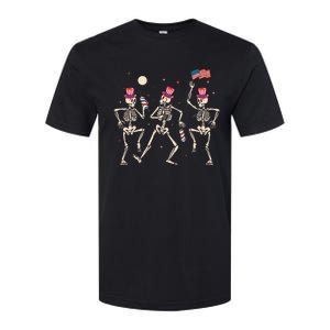 Dancing Skeleton 4th Of July American Flag Skellies Softstyle CVC T-Shirt