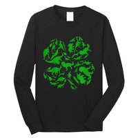 Dinosaur Shamrock 4 Leaf Clover St Patricks Day Long Sleeve Shirt