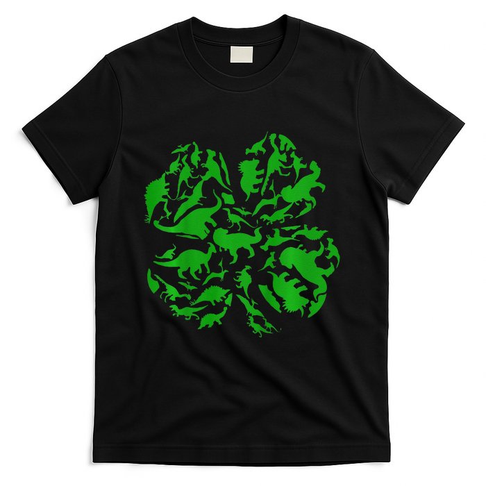 Dinosaur Shamrock 4 Leaf Clover St Patricks Day T-Shirt