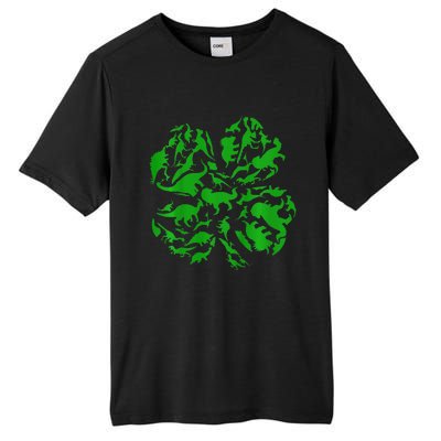 Dinosaur Shamrock 4 Leaf Clover St Patricks Day Tall Fusion ChromaSoft Performance T-Shirt