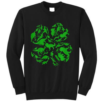 Dinosaur Shamrock 4 Leaf Clover St Patricks Day Tall Sweatshirt