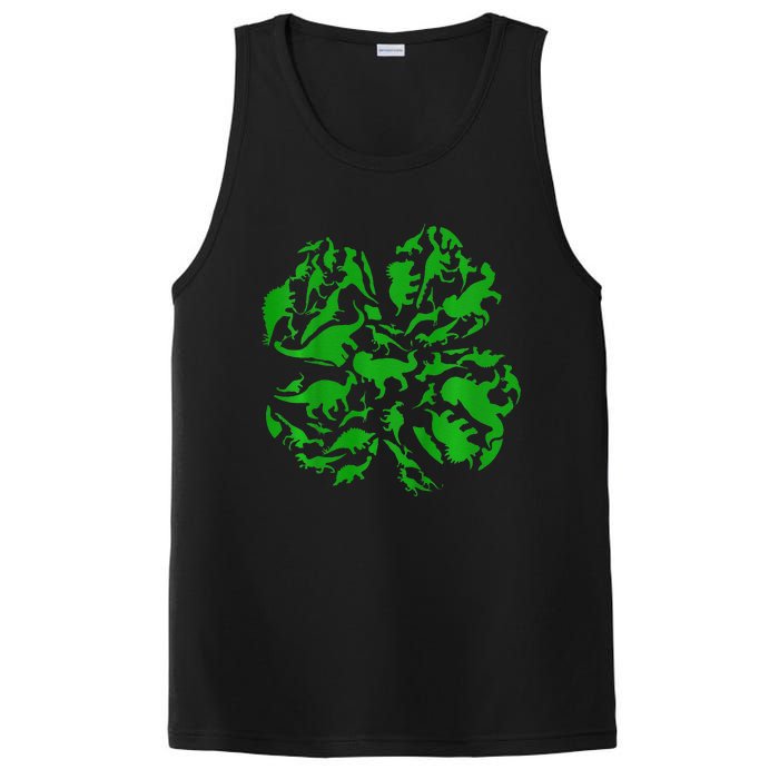 Dinosaur Shamrock 4 Leaf Clover St Patricks Day PosiCharge Competitor Tank