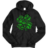 Dinosaur Shamrock 4 Leaf Clover St Patricks Day Tie Dye Hoodie