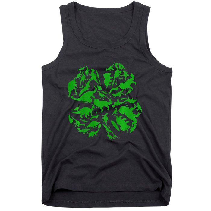 Dinosaur Shamrock 4 Leaf Clover St Patricks Day Tank Top