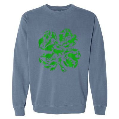 Dinosaur Shamrock 4 Leaf Clover St Patricks Day Garment-Dyed Sweatshirt