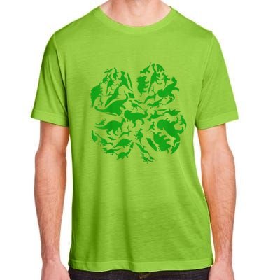 Dinosaur Shamrock 4 Leaf Clover St Patricks Day Adult ChromaSoft Performance T-Shirt