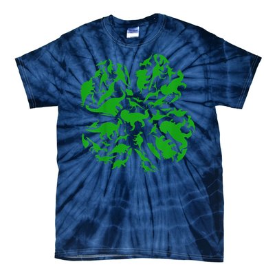 Dinosaur Shamrock 4 Leaf Clover St Patricks Day Tie-Dye T-Shirt