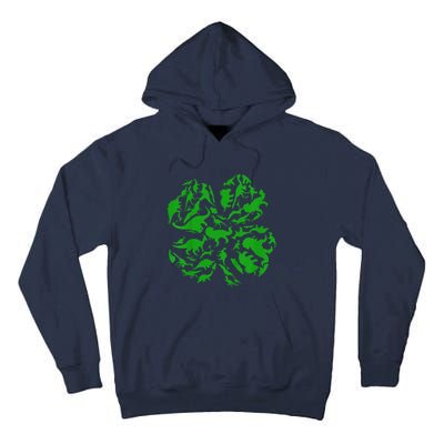 Dinosaur Shamrock 4 Leaf Clover St Patricks Day Tall Hoodie