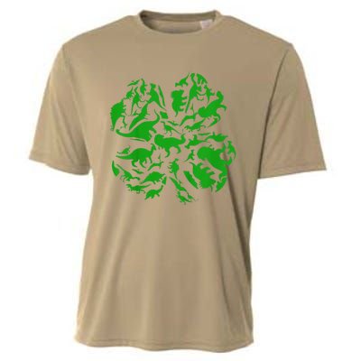 Dinosaur Shamrock 4 Leaf Clover St Patricks Day Cooling Performance Crew T-Shirt