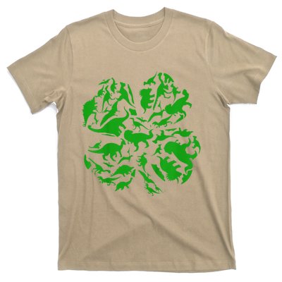 Dinosaur Shamrock 4 Leaf Clover St Patricks Day T-Shirt