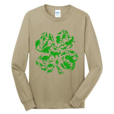 Dinosaur Shamrock 4 Leaf Clover St Patricks Day Tall Long Sleeve T-Shirt