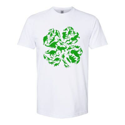 Dinosaur Shamrock 4 Leaf Clover St Patricks Day Softstyle® CVC T-Shirt