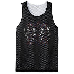 Dancing Skeleton 4th of July Funny Patriotic Dancer Mesh Reversible Basketball Jersey Tank