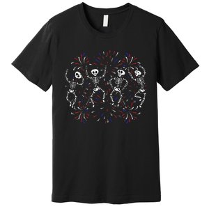 Dancing Skeleton 4th of July Funny Patriotic Dancer Premium T-Shirt