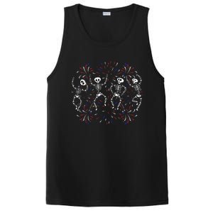 Dancing Skeleton 4th of July Funny Patriotic Dancer PosiCharge Competitor Tank