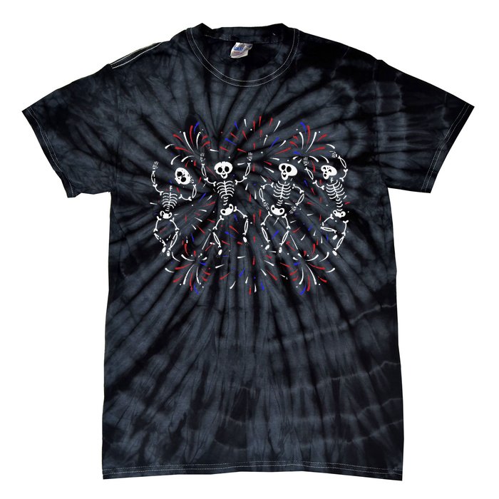 Dancing Skeleton 4th of July Funny Patriotic Dancer Tie-Dye T-Shirt