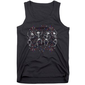 Dancing Skeleton 4th of July Funny Patriotic Dancer Tank Top