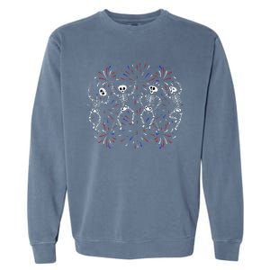 Dancing Skeleton 4th of July Funny Patriotic Dancer Garment-Dyed Sweatshirt