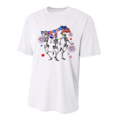 Dancing Skeleton 4th Of July American Flag Skellies Performance Sprint T-Shirt