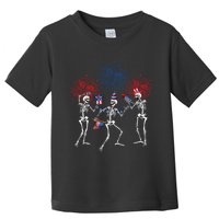 Dancing Skeleton 4th Of July American Flag Skellies Toddler T-Shirt