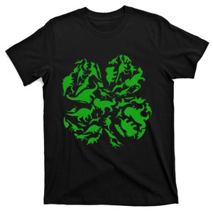 Dinosaur Shamrock 4 Leaf Clover St Patricks Day T-Shirt