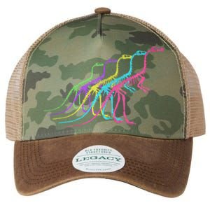 Dinosaur Skeleton 80S Colors 1980S Gift Legacy Tie Dye Trucker Hat