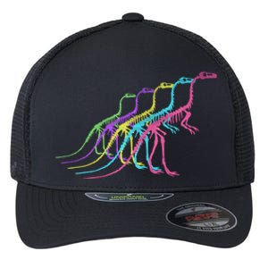 Dinosaur Skeleton 80S Colors 1980S Gift Flexfit Unipanel Trucker Cap