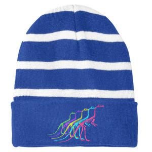 Dinosaur Skeleton 80S Colors 1980S Gift Striped Beanie with Solid Band