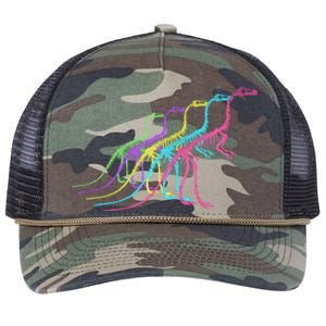 Dinosaur Skeleton 80S Colors 1980S Gift Retro Rope Trucker Hat Cap