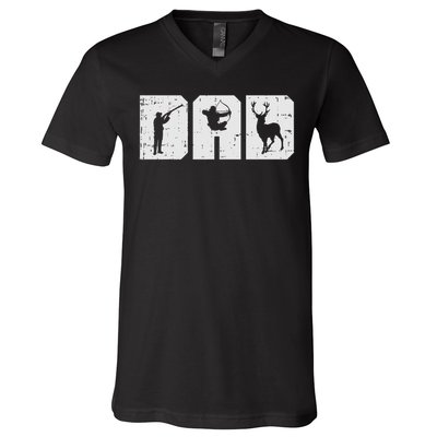 Dad Shooting Archery Deer Archer Bow Hunting Hunter Men Gift V-Neck T-Shirt