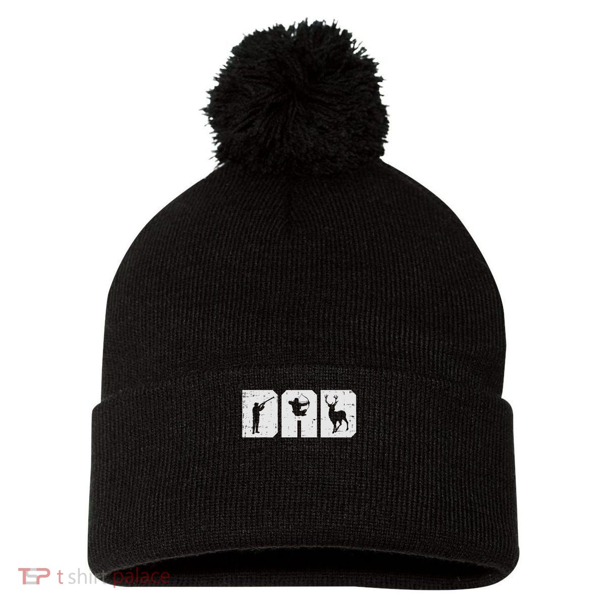 Dad Shooting Archery Deer Archer Bow Hunting Hunter Men Gift Pom Pom 12in Knit Beanie