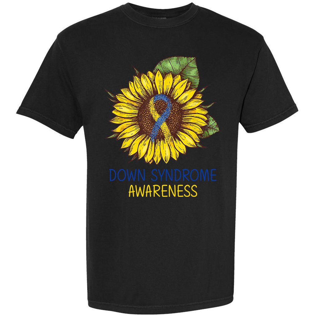 Down Syndrome Awareness Sunflower Ribbon Comfort Colors T-Shirt
