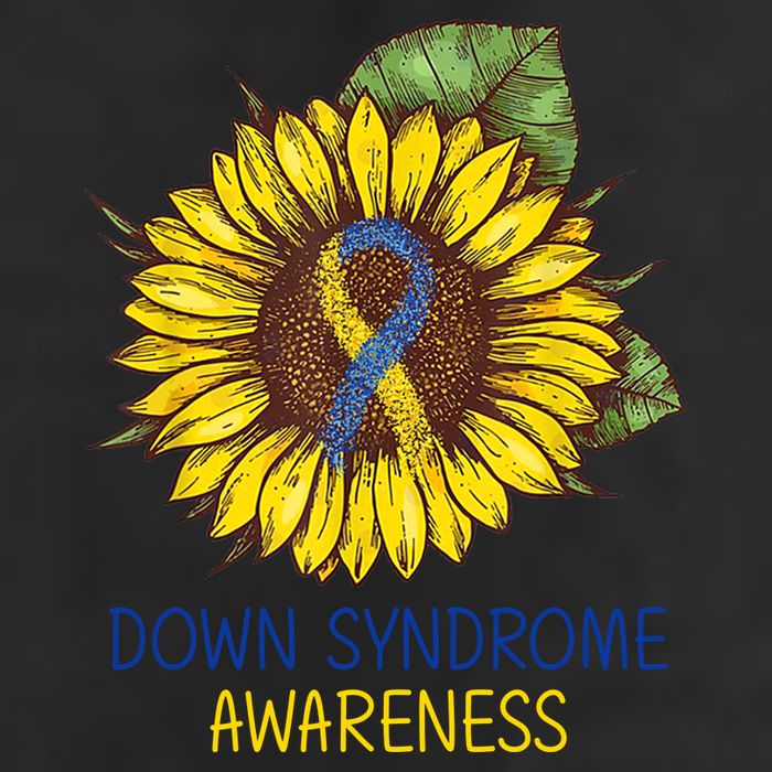 Down Syndrome Awareness Sunflower Ribbon 7 Panel Mesh Trucker Snapback Hat