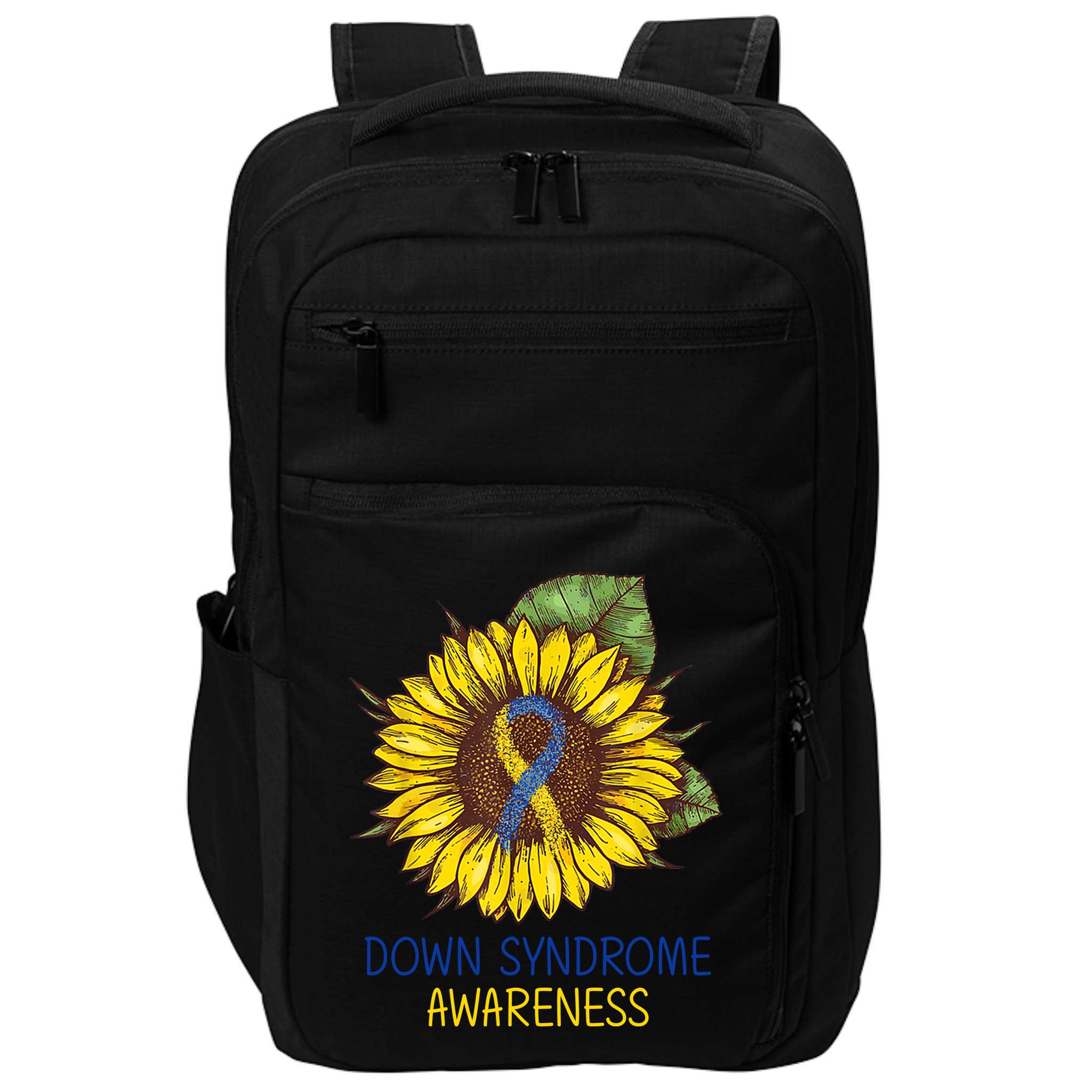 Down Syndrome Awareness Sunflower Ribbon Impact Tech Backpack