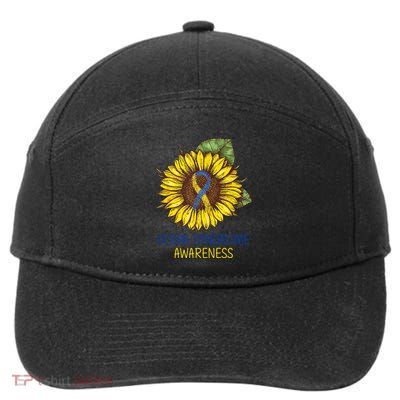 Down Syndrome Awareness Sunflower Ribbon 7-Panel Snapback Hat