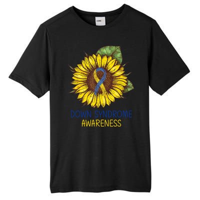 Down Syndrome Awareness Sunflower Ribbon Tall Fusion ChromaSoft Performance T-Shirt