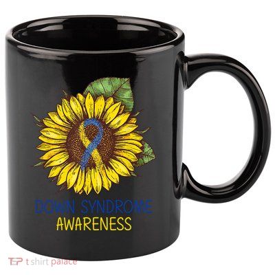 Down Syndrome Awareness Sunflower Ribbon 11oz C Handle Ceramic Mug