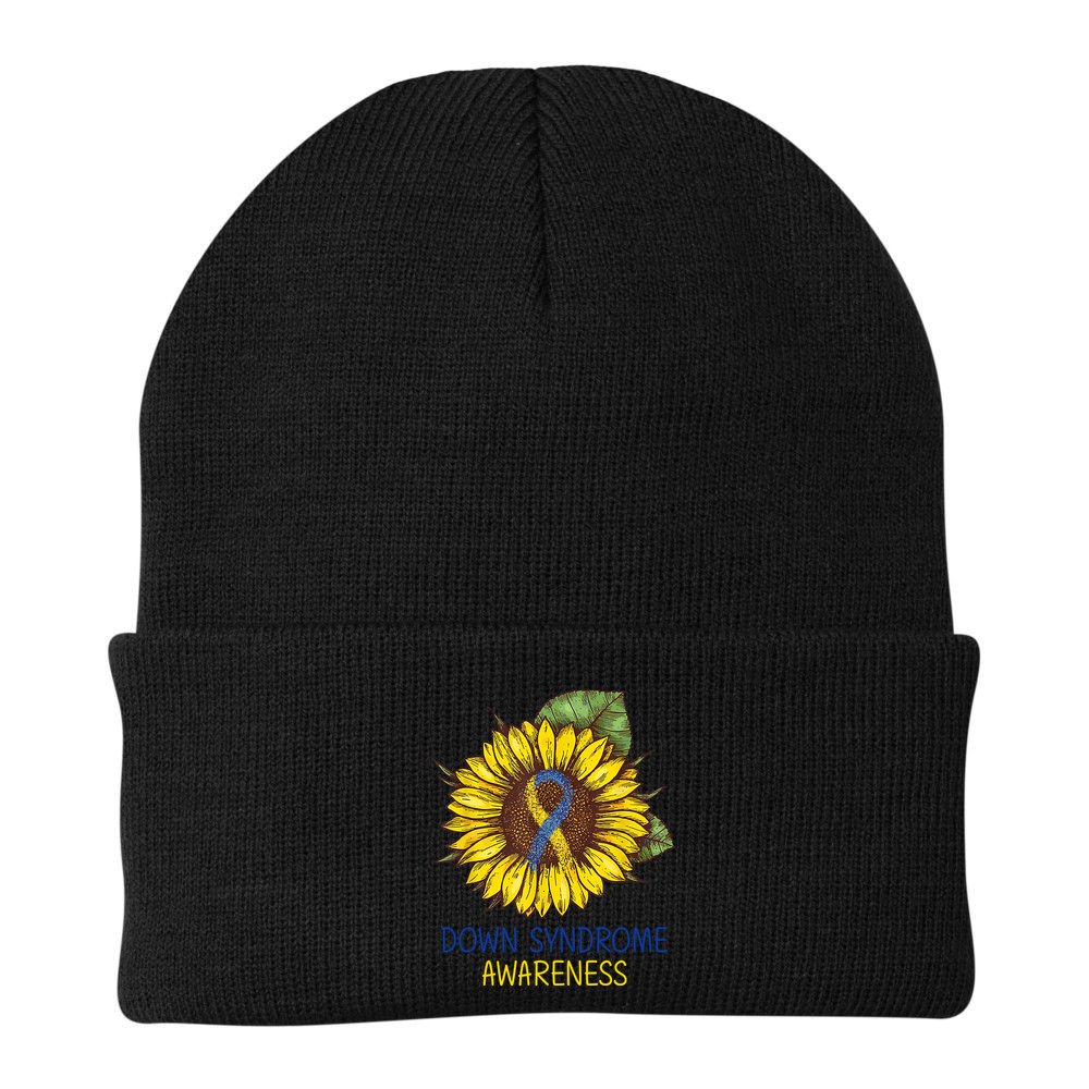 Down Syndrome Awareness Sunflower Ribbon Beanie