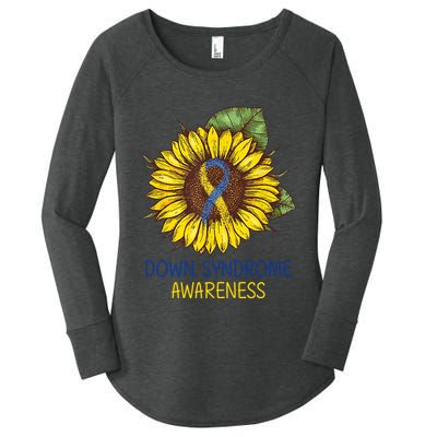 Down Syndrome Awareness Sunflower Ribbon Women's Perfect Tri Tunic Long Sleeve Shirt