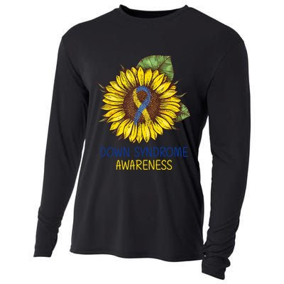 Down Syndrome Awareness Sunflower Ribbon Cooling Performance Long Sleeve Crew