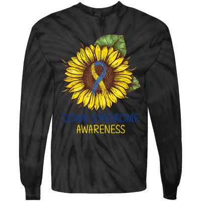 Down Syndrome Awareness Sunflower Ribbon Tie-Dye Long Sleeve Shirt